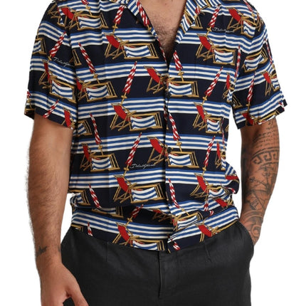 Dolce & Gabbana Multicolor Beach Chair Short Sleeves Shirt