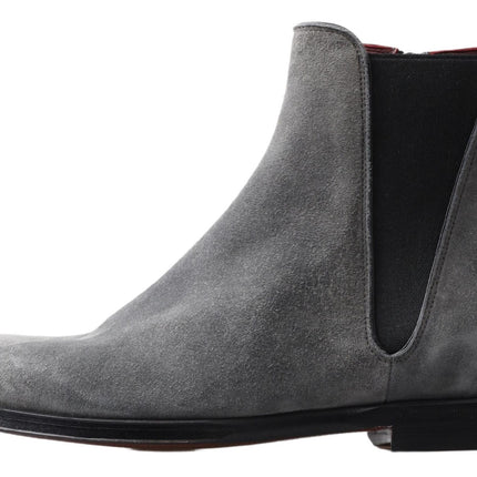 Dolce & Gabbana Gray Leather Men Ankle Boots Shoes