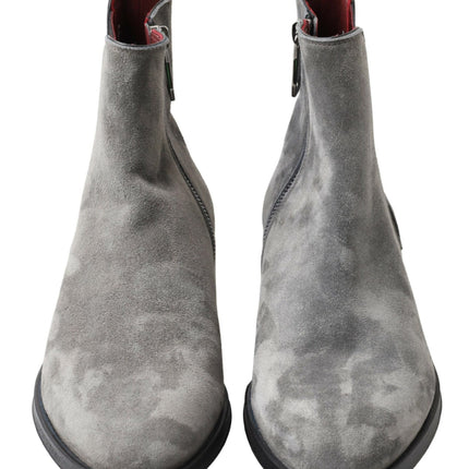 Dolce & Gabbana Gray Leather Men Ankle Boots Shoes