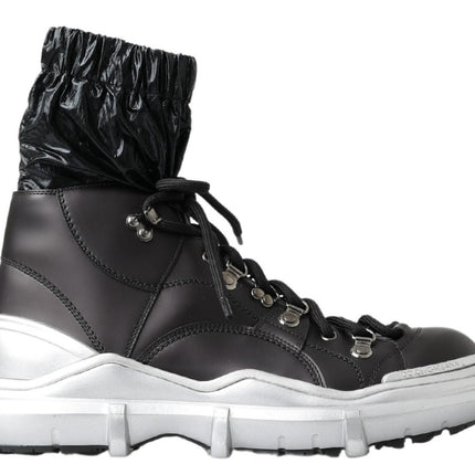 Dolce & Gabbana Black Nylon Galileo High Top Sneakers Shoes