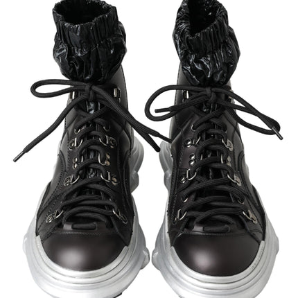 Dolce & Gabbana Black Nylon Galileo High Top Sneakers Shoes