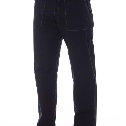 Alpha Studio Blue Cotton Men Pant