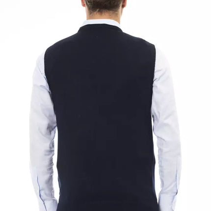 Alpha Studio Blue Viscose Men's V-neck Vest