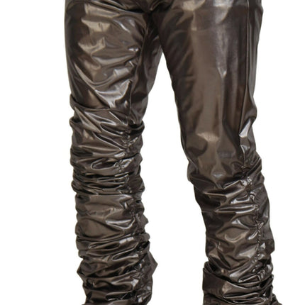 Dolce & Gabbana Silver Metallic Nylon Stretch Pants