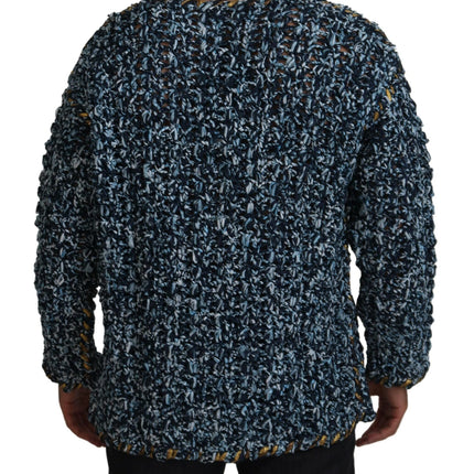 Dolce & Gabbana Blue Button Cardigan Fatto A Mano Sweater