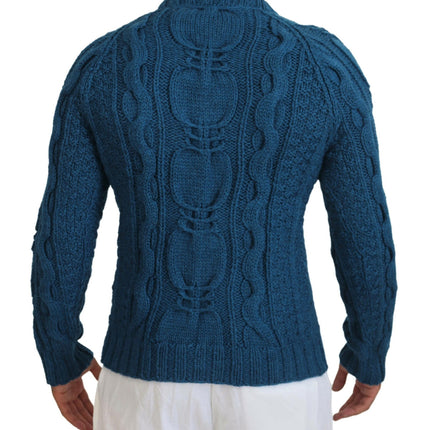 Dolce & Gabbana Blue Knitted Wool Alpaca Pullover Sweater