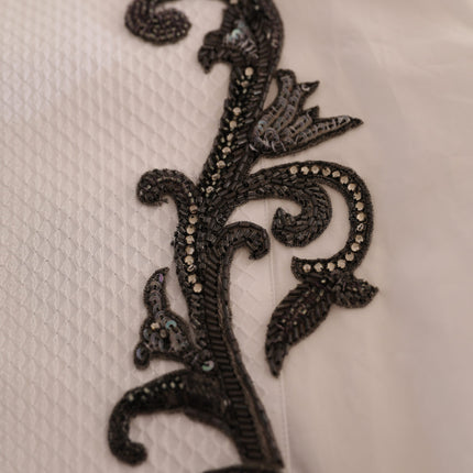 Dolce & Gabbana White Tuxedo Slim Fit Baroque Shirt