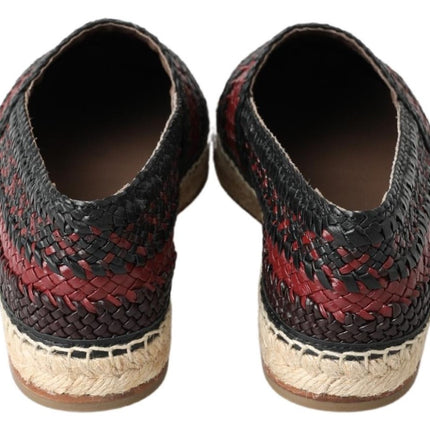 Dolce & Gabbana Black Bordeaux Buffalo Leather Espadrille Shoes