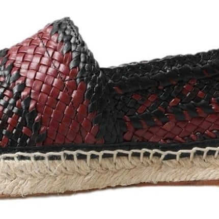 Dolce & Gabbana Black Bordeaux Buffalo Leather Espadrille Shoes