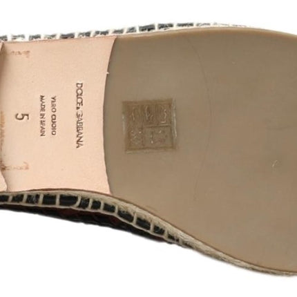 Dolce & Gabbana Black Bordeaux Buffalo Leather Espadrille Shoes