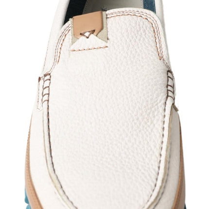 Dolce & Gabbana White Leather Loafers Moccasins Shoes