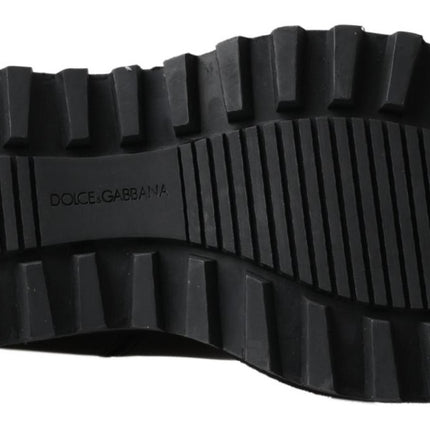 Dolce & Gabbana Black Leather Slip on Stretch Boots