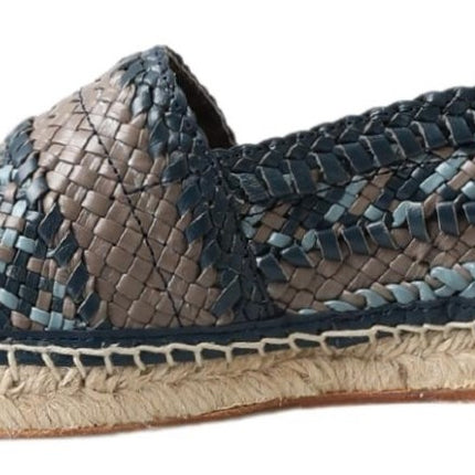 Dolce & Gabbana Blue Gray Leather Buffalo Espadrille Shoes