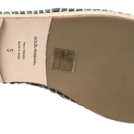 Dolce & Gabbana Blue Gray Leather Buffalo Espadrille Shoes