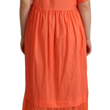 Twinset Coral Cotton Blend Short Sleeves Maxi Shift Dress