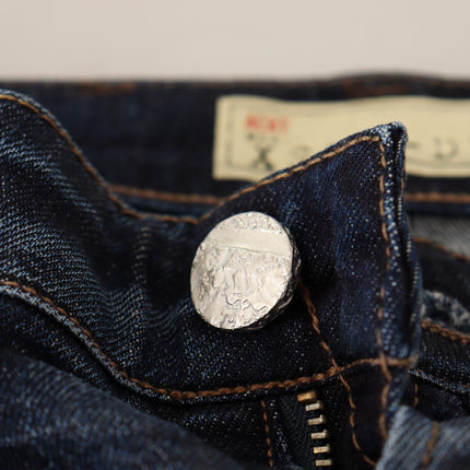 Acht Blue Washed Cotton Low Waist Skinny Denim Jeans