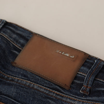 Acht Blue Washed Cotton Low Waist Skinny Denim Jeans