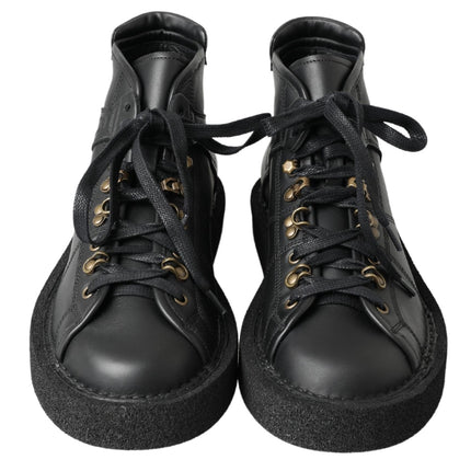 Dolce & Gabbana Black Leather Slip on Stretch Boots