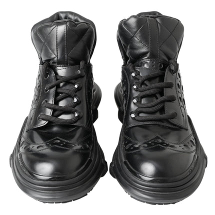 Dolce & Gabbana Black Leather Ankle Casual Boots