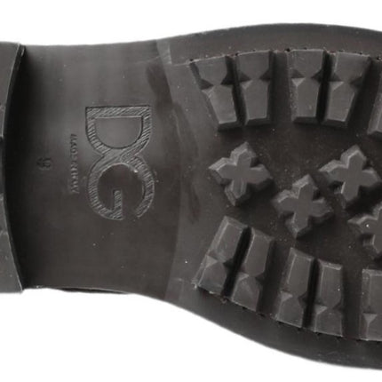 Dolce & Gabbana Black Gray Leather Mid Calf Boots Shoes