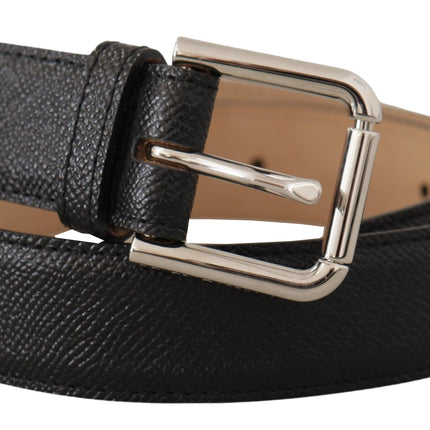 Dolce & Gabbana Black Calf Leather Brown Backend Metal Buckle Belt
