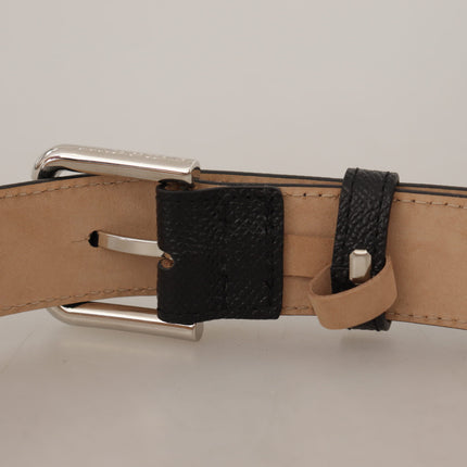 Dolce & Gabbana Black Calf Leather Brown Backend Metal Buckle Belt