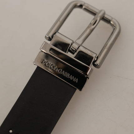 Dolce & Gabbana Black Calf Leather Perforated Metal Buckle Belt