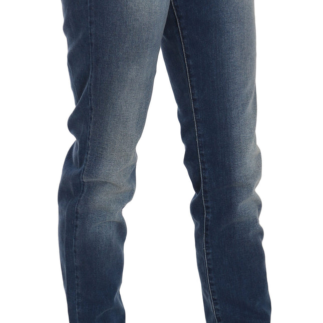 Fiorucci Blue Washed Mid Waist Slim Fit Denim Jeans