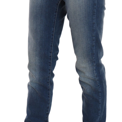 Fiorucci Blue Washed Mid Waist Slim Fit Denim Jeans