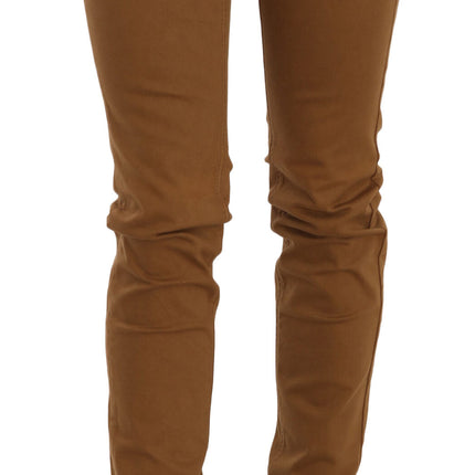 PLEIN SUD Brown Cotton Mid Waist Skinny Slim Fit Denim Jeans