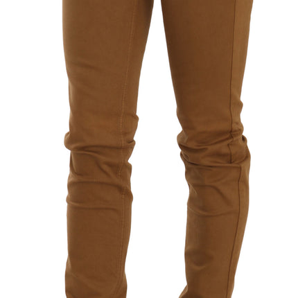 PLEIN SUD Brown Cotton Mid Waist Skinny Slim Fit Denim Jeans