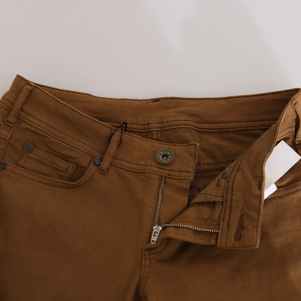 PLEIN SUD Brown Cotton Mid Waist Skinny Slim Fit Denim Jeans