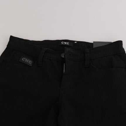 Costume National Black Sequined Mid Waist Slim Fit Denim Jeans
