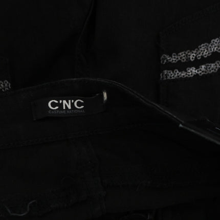 Costume National Black Sequined Mid Waist Slim Fit Denim Jeans