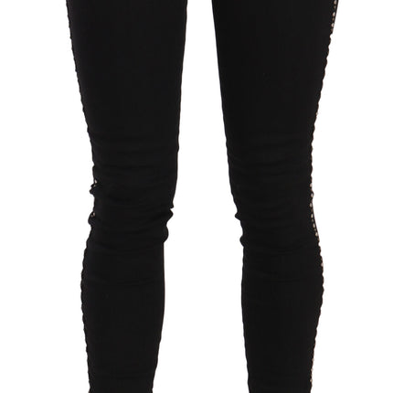 Costume National Black Embellished Mid Waist Skinny Denim Jeans