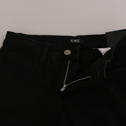 Costume National Black Embellished Mid Waist Skinny Denim Jeans