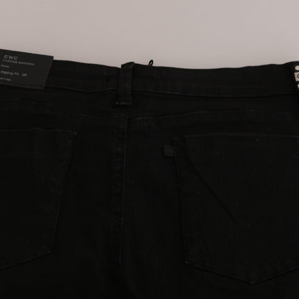 Costume National Black Embellished Mid Waist Skinny Denim Jeans