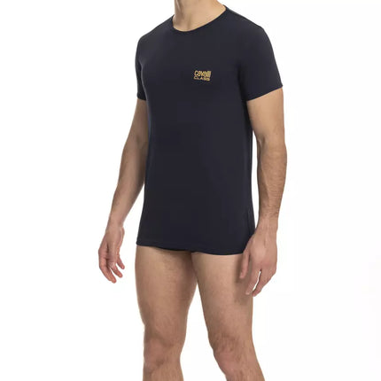 Cavalli Class "Blue Cotton Men T-Shirt"