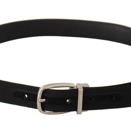 Dolce & Gabbana Belt Black Calf Leather Silver Tone Metal Buckle