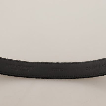 Dolce & Gabbana Black Casual Velvet Silver Metal Logo Buckle Belt