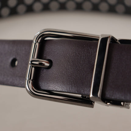 Dolce & Gabbana Dark Purple Perforated Leather Metal Buckle Belt