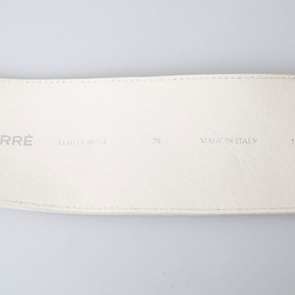 GF Ferre Off White Waxed Cotton Wide Fashion Waistband Belt