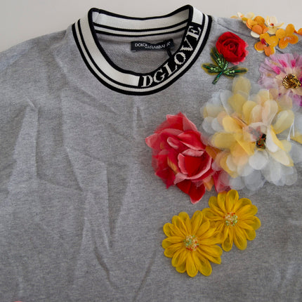 Dolce & Gabbana Gray DG Amore Queen Floral Pullover Sweater