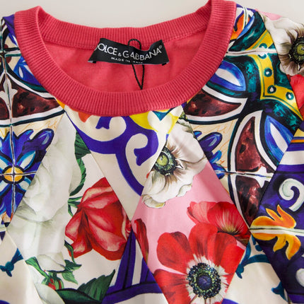 Dolce & Gabbana Multicolor Majolica Floral Crew Neck Tank Top