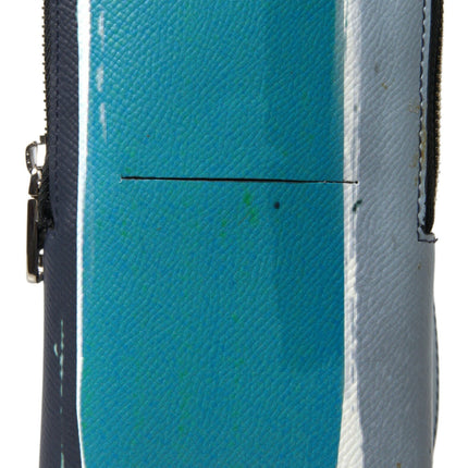 Dolce & Gabbana Blue Leather Purse Crossbody Sling Phone Bag Unisex