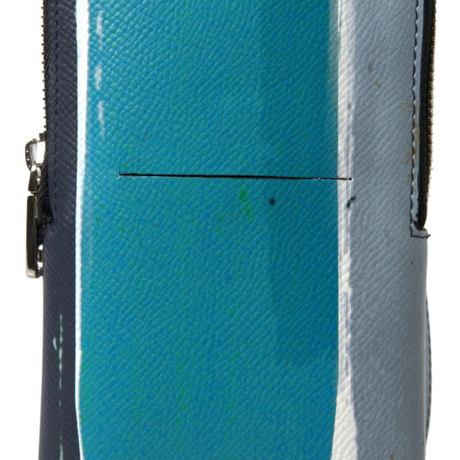Dolce & Gabbana Blue Leather Purse Crossbody Sling Phone Bag Unisex