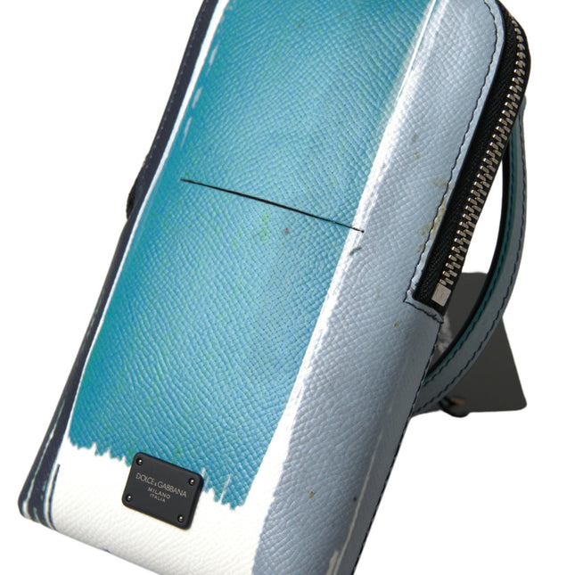 Dolce & Gabbana Blue Leather Purse Crossbody Sling Phone Bag Unisex