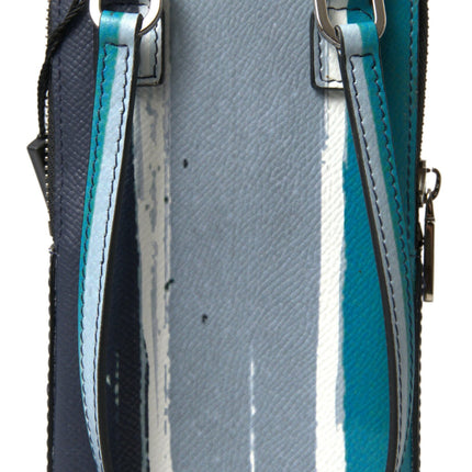 Dolce & Gabbana Blue Leather Purse Crossbody Sling Phone Bag Unisex