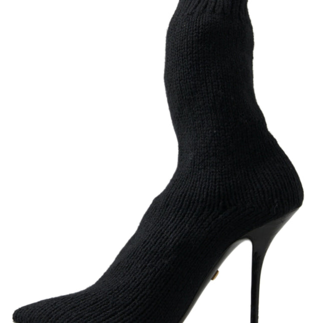 Dolce & Gabbana Black Stiletto Heel Mid Calf Women Boot Shoes