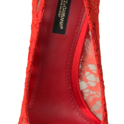 Dolce & Gabbana Red Taormina Lace Crystal Heels Pumps Shoes